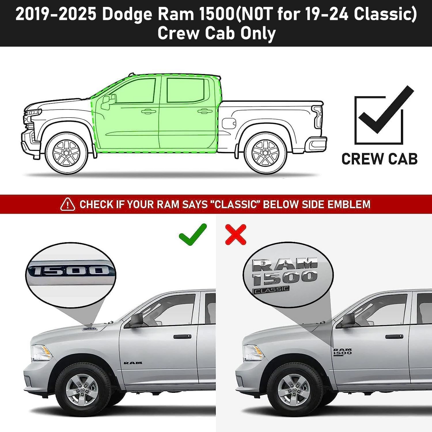 2019-2025 Dodge Ram 1500 Crew Cab New Body Style