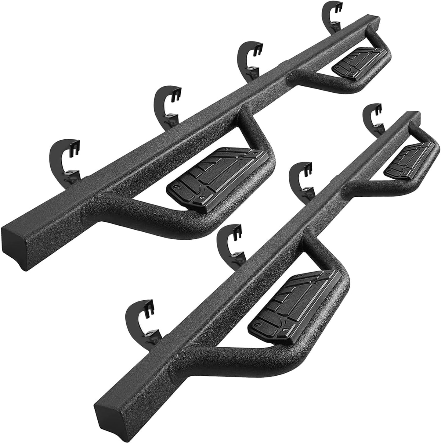 SMANOW Running Boards Compatible with 2007-2018 Chevy Silverado/Gmc Sierra Crew Cab,2019 Silverado/Sierra 2500HD 3500HD, 4" Wear-resistant Plastic Step Pads, High-density Heavy-duty Carbon Steel.