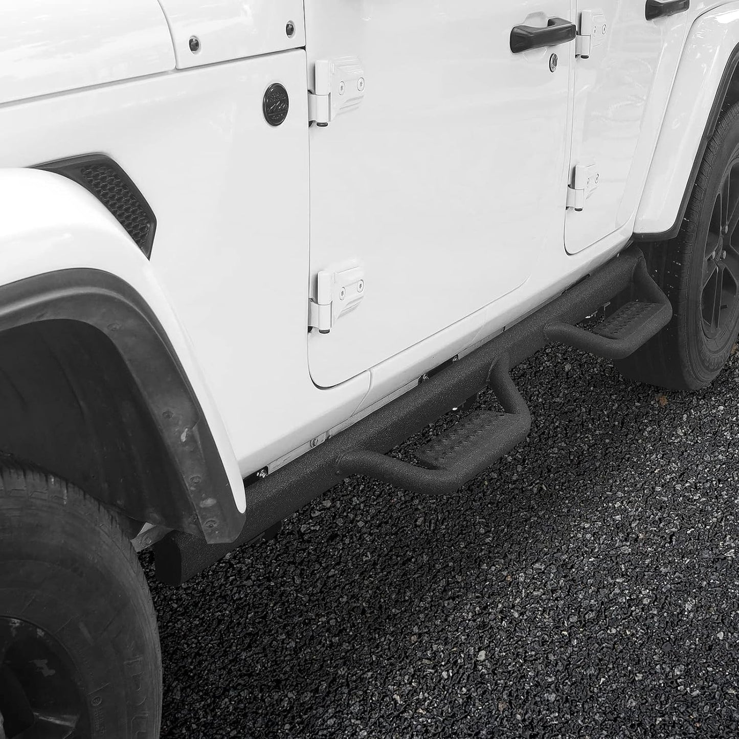 SMANOW Running Boards Compatible with 2018-2024 Jeep Wrangler JL 4 Doors, Profiled Tube Drop Down Side Step, Laser-cut Holes Step Pads,Heavy-duty Carbon Steel.