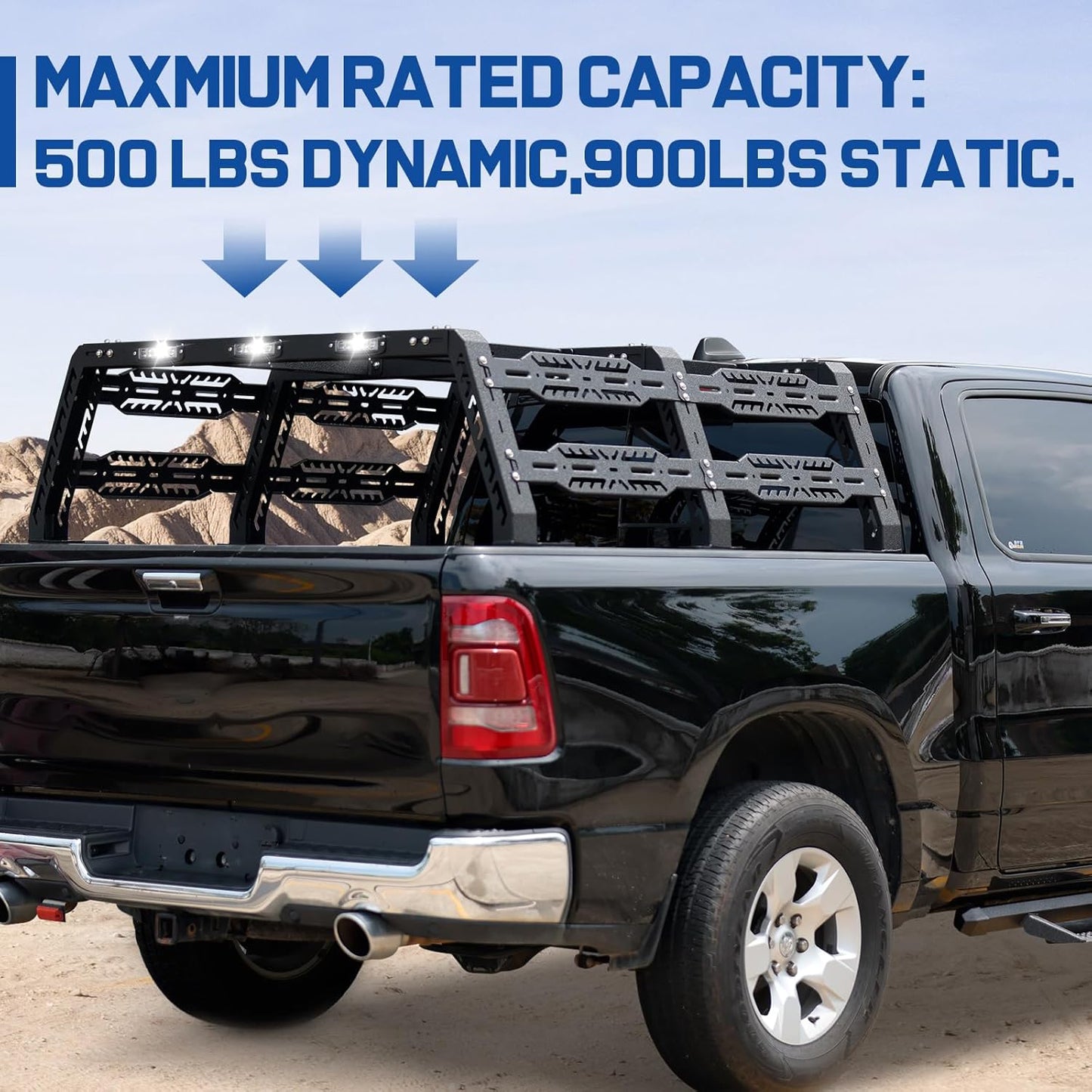 Maxmium rated capacity: 500 lbs dynamic and 9oolbs static.