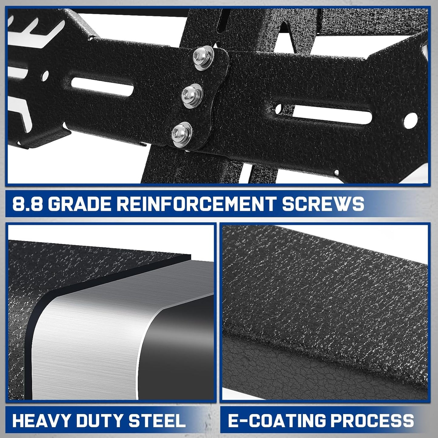 Made of high - quality heavy - duty carbon steel, the truck bed rack is treated with matte black textured powder coating and E - coating process, which not only enhances water - resistance and rust - resistance but also endows the frame with excellent durability. The bed rack has a high load - bearing capacity, with a static load of 800 pounds and a dynamic load of 500 pounds, making it highly suitable for the rigorous requirements of outdoor off - road adventures.