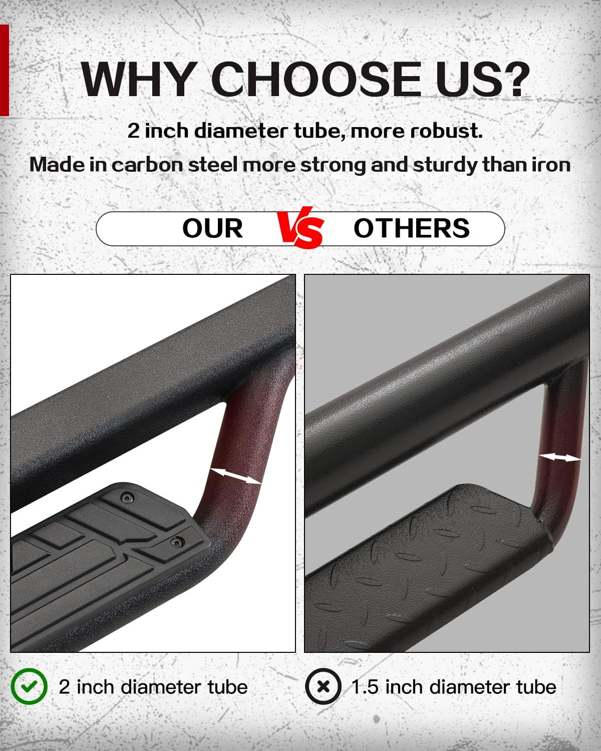 SMANOW Running Boards Compatible with 2022-2024 Toyota Tundra Crewmax Cab, 4" Wear-resistant Plastic Step Pads, High-density Heavy-duty Carbon Steel.