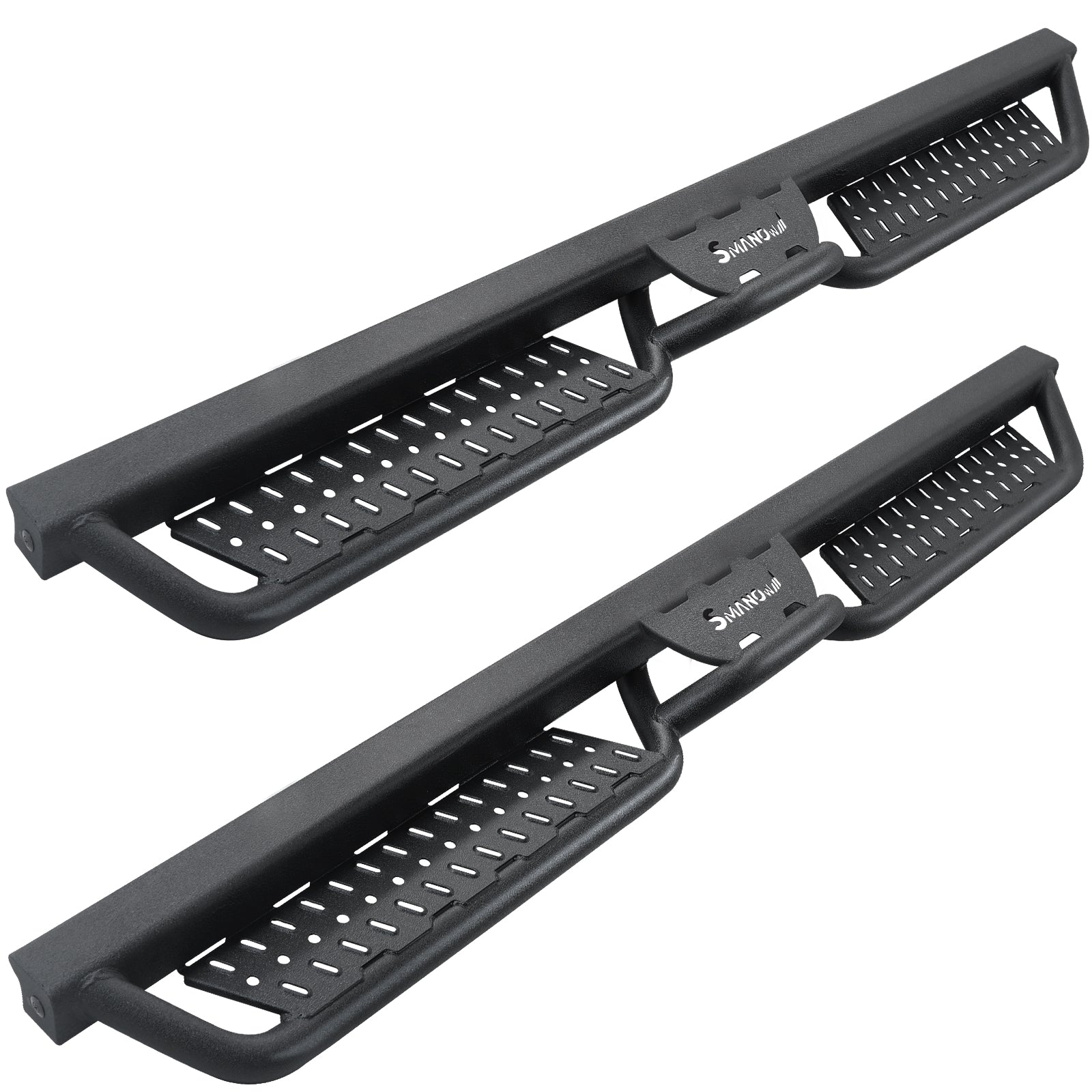 SMANOW Running Boards Compatible with 2009-2018 Dodge Ram 1500, 2010-2024 Ram 2500/3500 Crew Cab (4 Full-Size Doors), Tubular Design, Honeycomb Holes, Small Center Step.