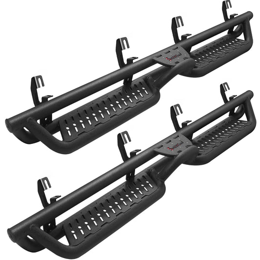 SMANOW Running Boards Compatible with 2007-2018 Chevy Silverado/Gmc Sierra Crew Cab,2019 Silverado/Sierra 2500HD 3500HD, A Two-Stair Layout Steps Design, Honeycomb Holes, Small Center Step.