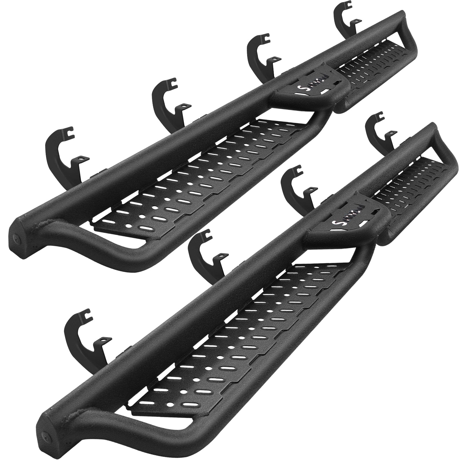 SMANOW Running Boards Compatible with 2019-2024 Chevy Silverado/GMC Sierra 1500 Crew Cab & 2020-2024 Silverado/Sierra 2500HD 3500HD Crew Cab, Square Tube Design, Honeycomb Holes, Small Center Step.