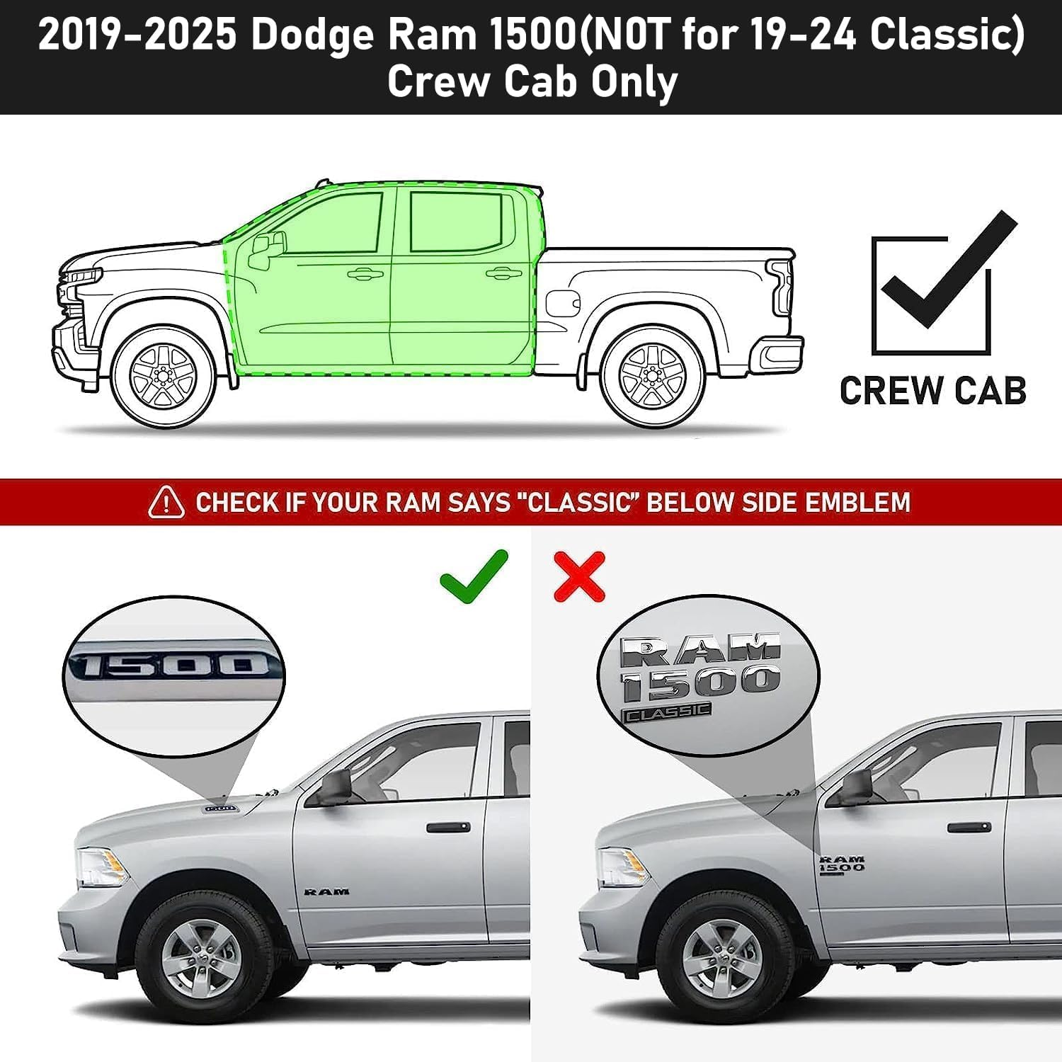  2019-2025 Dodge Ram 1500 Crew Cab New Body Style