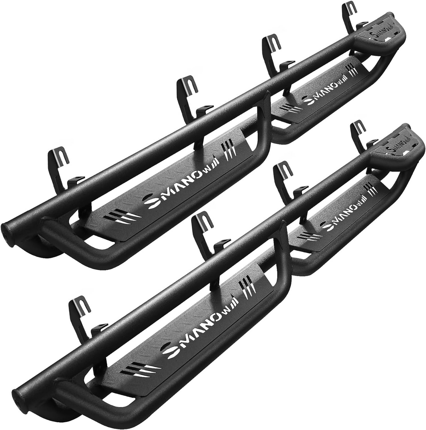 SMANOW Running Boards Compatible with 2007-2018 Chevy Silverado/Gmc Sierra Crew Cab,2019 Silverado/Sierra 2500HD 3500HD, A Two-Stair Layout Steps Design, Bed Access Steps, Small Rear Step.