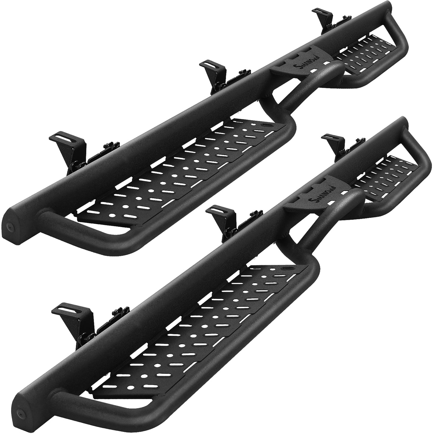 SMANOW Running Boards Compatible with 2018-2024 Jeep Wrangler JL 4 Doors, Square Tube Design, Honeycomb Holes, Small Center Step, Easy to Install.