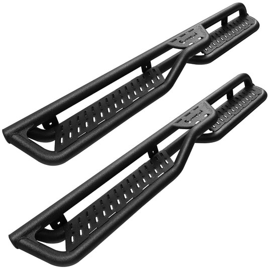 SMANOW Running Boards Compatible with 2018-2024 Jeep Wrangler JL 4 Doors, A Two-Stair Layout Steps Design, Honeycomb Holes, Small Center Step. (BXQH)