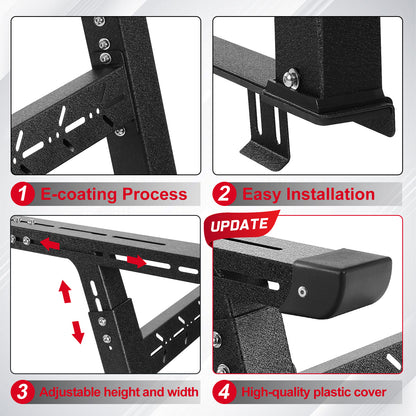 SMANOW Adjustable Truck Bed Rack for Most Truck, Overland Bed Rack Compatible with Ford/Tundra/Tacoma/Dodge/Chevy/Nissan, Ladder Rack for Without Tonneau Bed Cover.