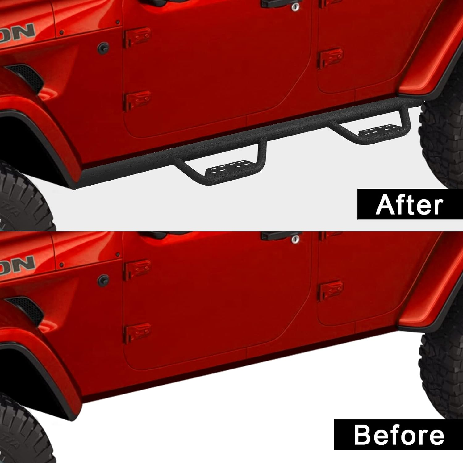 SMANOW Running Boards Compatible with 2007-2018 Jeep Wrangler JK 4 Doors, Square Tube Drop Down Style Step, Heavy Duty Carbon Steel.