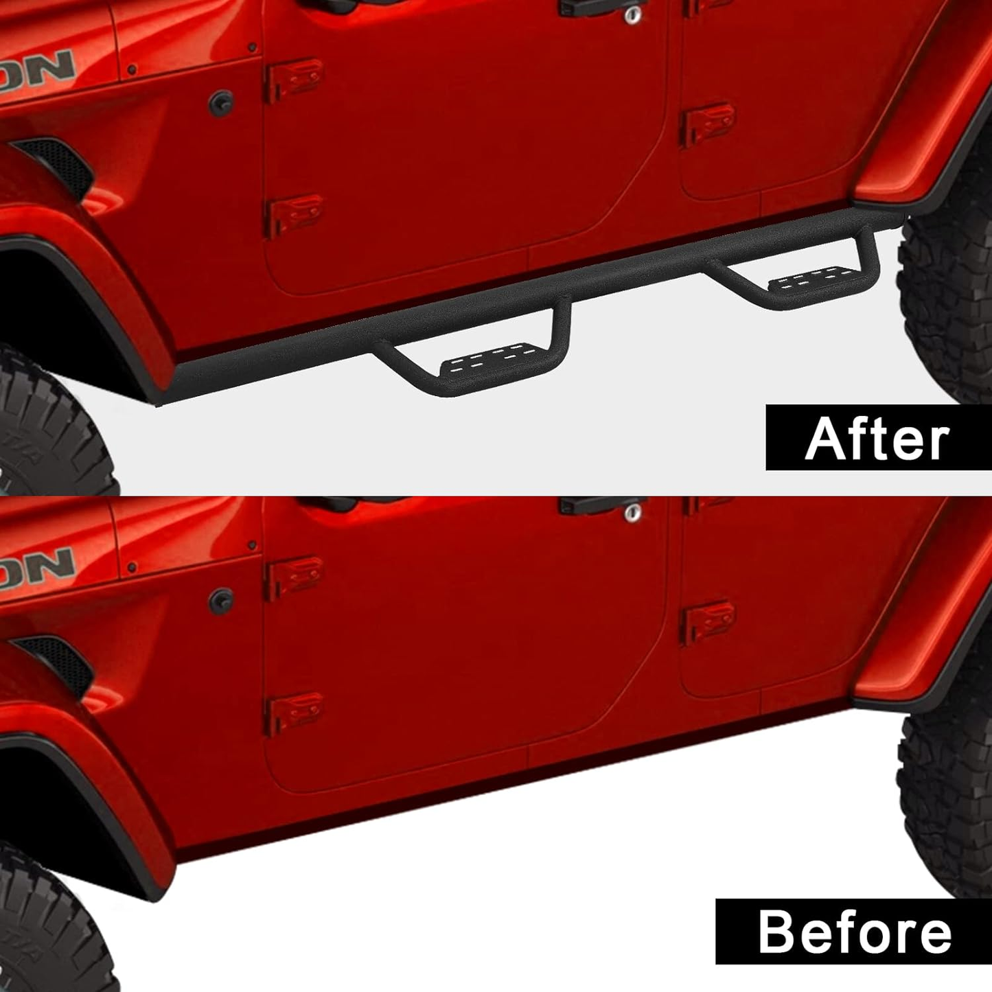 SMANOW Running Boards Compatible with 2020-2024 Jeep Gladiator Jt 4 Doors, Round Tube Drop Down Style Step, Heavy Duty Carbon Steel.