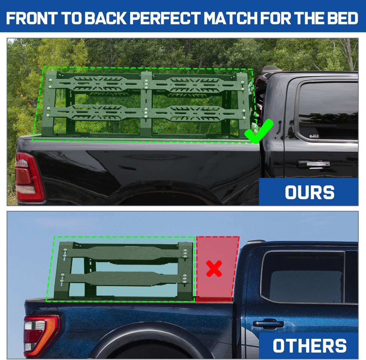 The overland bed rack makes moving large items less difficult.