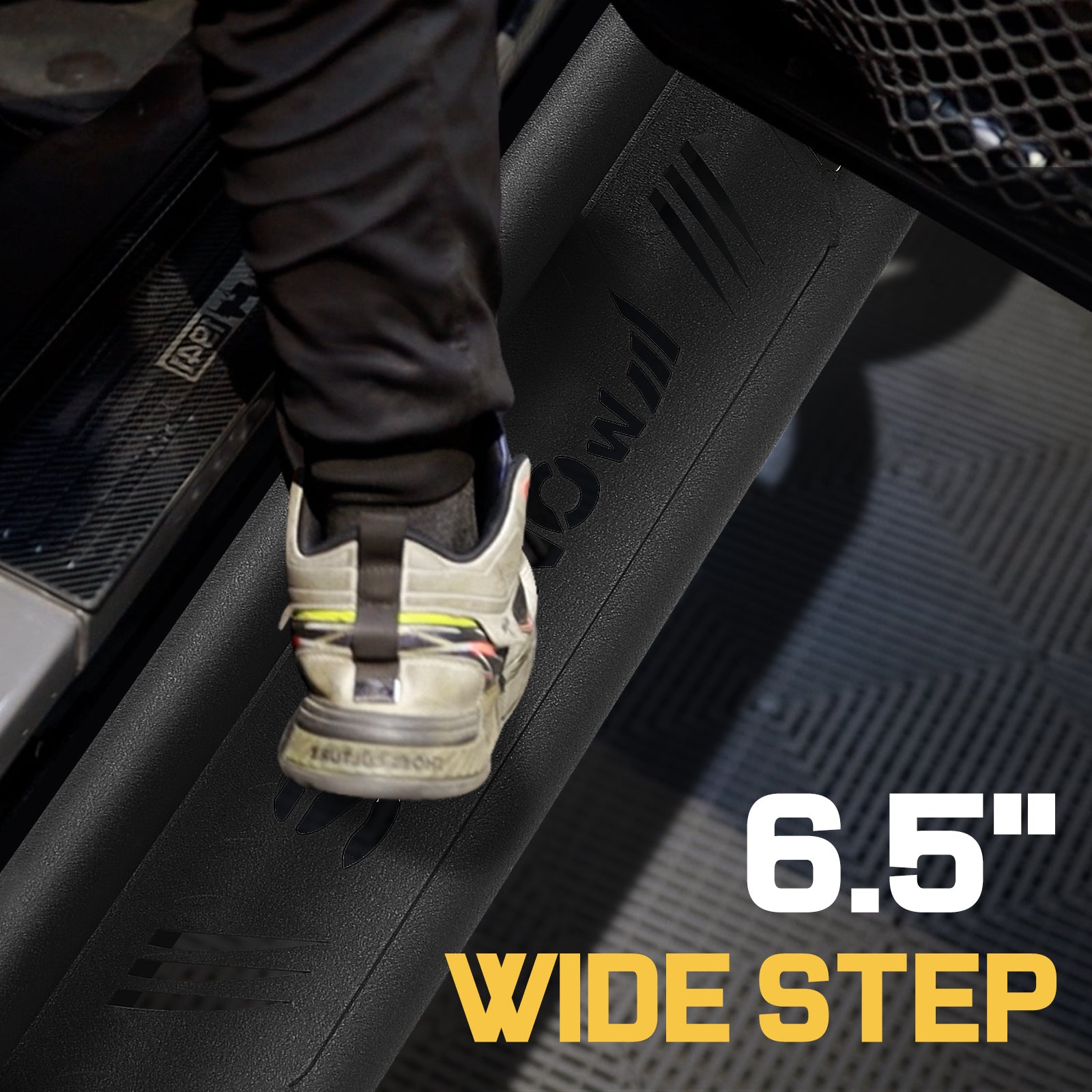 Wide step is 6.5 inches.