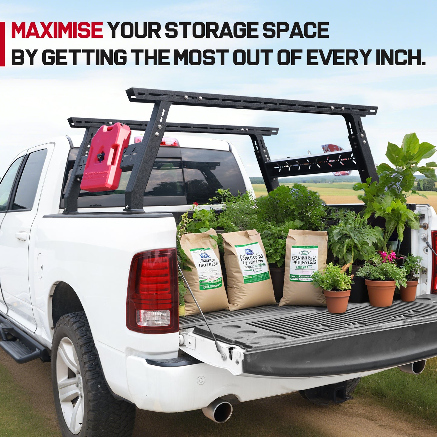 SMANOW Adjustable Truck Bed Rack for Most Truck, Overland Bed Rack Compatible with Ford/Tundra/Tacoma/Dodge/Chevy/Nissan, Ladder Rack for Without Tonneau Bed Cover.