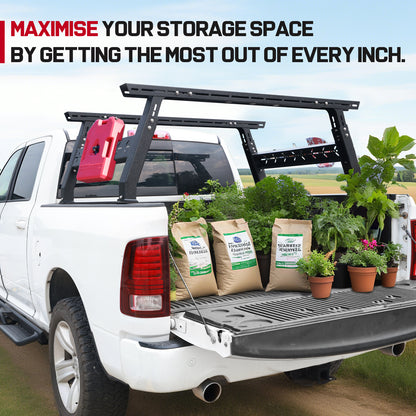 SMANOW Adjustable Truck Bed Rack for Most Truck, Overland Bed Rack Compatible with Ford/Tundra/Tacoma/Dodge/Chevy/Nissan, Ladder Rack for Without Tonneau Bed Cover.