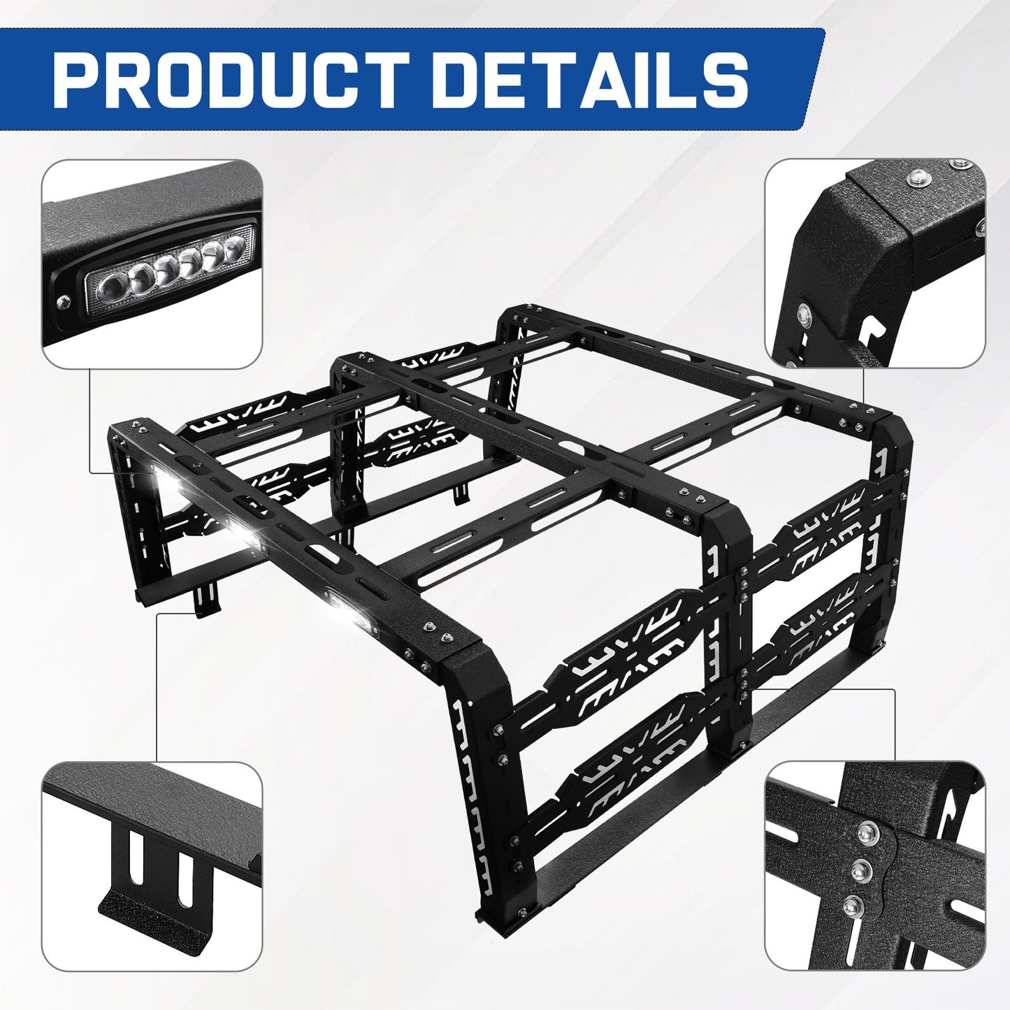 SMANOW 22" 1/2 High Jeep Gladiator Bed Rack, Truck Bed Rack Compatible with Jeep Gladiator Jt Without Tonneau Cover, Overland Bed Rack Bed Racks for Trucks.