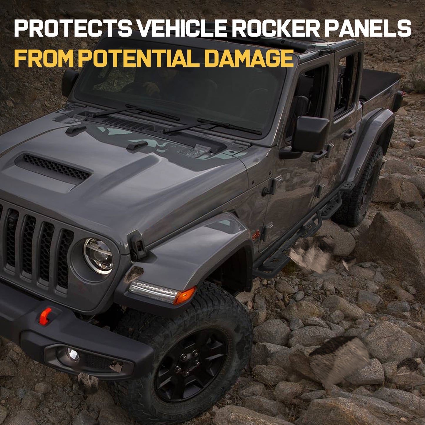 Running boards can protect your truck's rocker panels.