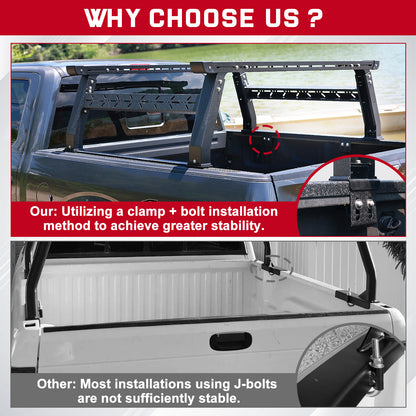 SMANOW Adjustable Truck Bed Rack for Most Truck, Overland Bed Rack Compatible with Ford/Tundra/Tacoma/Dodge/Chevy/Nissan, Ladder Rack for Without Tonneau Bed Cover.