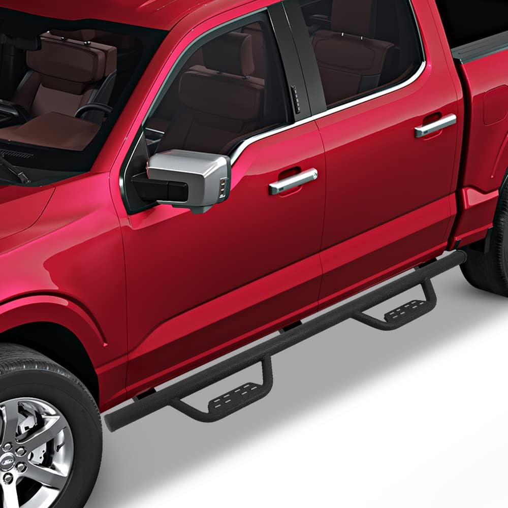 SMANOW Running Boards Compatible with 2009-2014 Ford F150 Crew Cab, Round Tube Drop Down Style Step, Heavy Duty Carbon Steel.