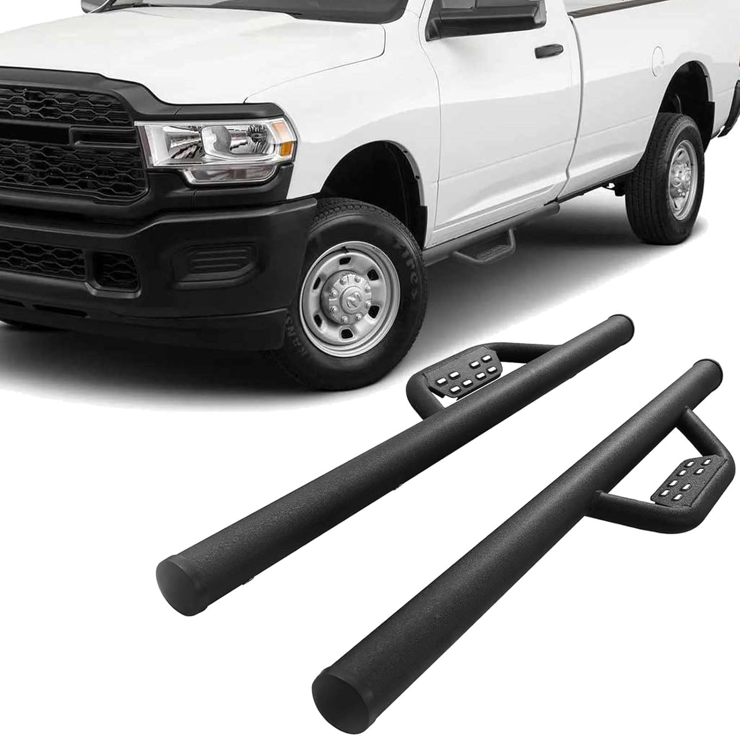 SMANOW Running Boards Compatible with 1999-2016 Ford F250 F350 Superduty Regular Cab, Round Tube Drop Down Style Step, Heavy Duty Carbon Steel.