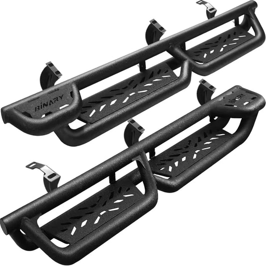 SMANOW Running Boards Compatible with 2005-2023 Toyota Tacoma Double Cab(4 Full-Size Doors), A Two-Stair Layout Steps Design, Bed Access Steps, Small Rear Step.