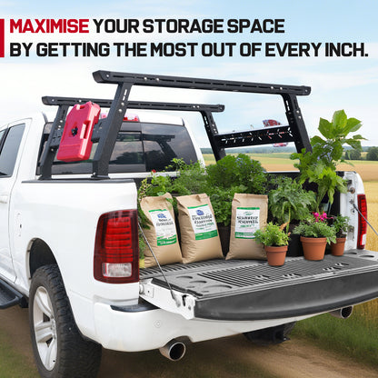 SMANOW Adjustable Truck Bed Rack for Most Truck, Overland Bed Rack Compatible with Ford/Tundra/Tacoma/Dodge/Chevy/Nissan, Ladder Rack for Without Tonneau Bed Cover.