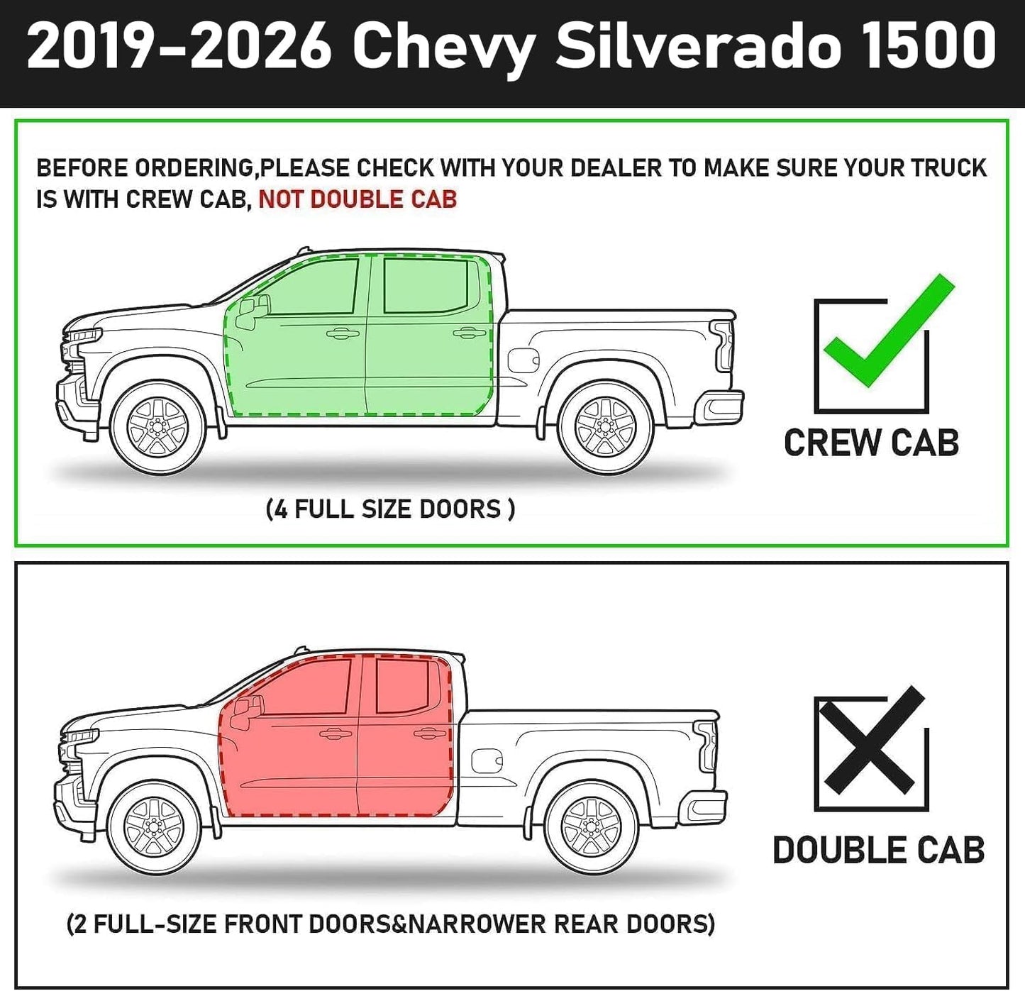 SMANOW SMANOW Running Boards Compatible with 2019-2026 Chevy Silverado/GMC Sierra 1500 Crew Cab, 2020-2026 Silverado/Sierra 2500HD 3500HD. Black Drop Side Steps, Carbon Steel Step Bars Nerf Bars.