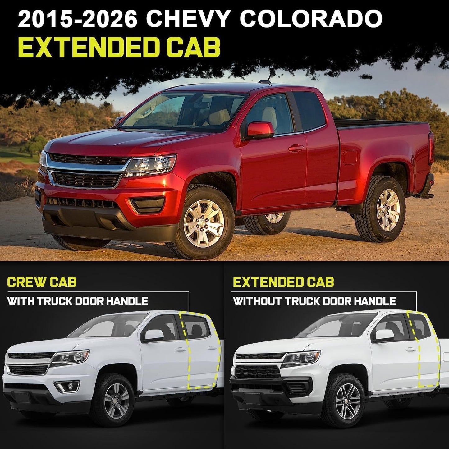 SMANOW Running Boards Compatible with 2015-2024 Chevy Colorado/GMC Canyon Extended Cab, Front Long Step, Round Tube Drop Down Style Step, Heavy Duty Carbon Steel.