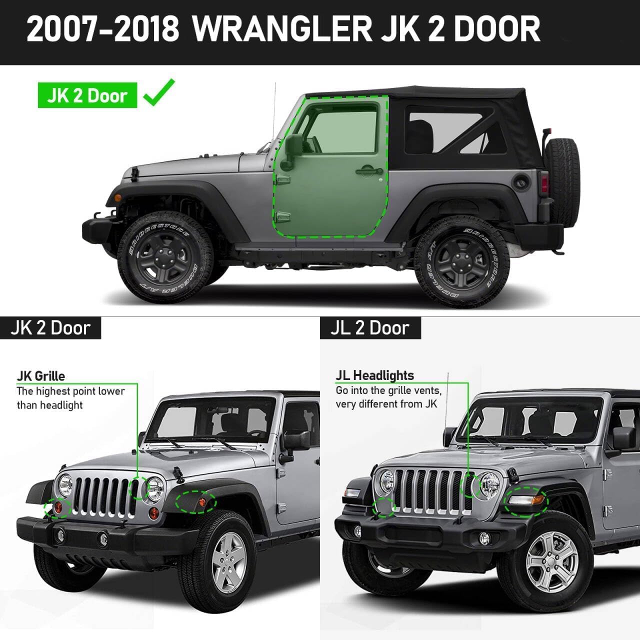 SMANOW Running Boards Compatible with 2007-2018 Jeep Wrangler JK 2 Door, 4.5 Inches Carbon Steel Drop Down Side Steps, Wrangler Step Bars Nerf Bars.