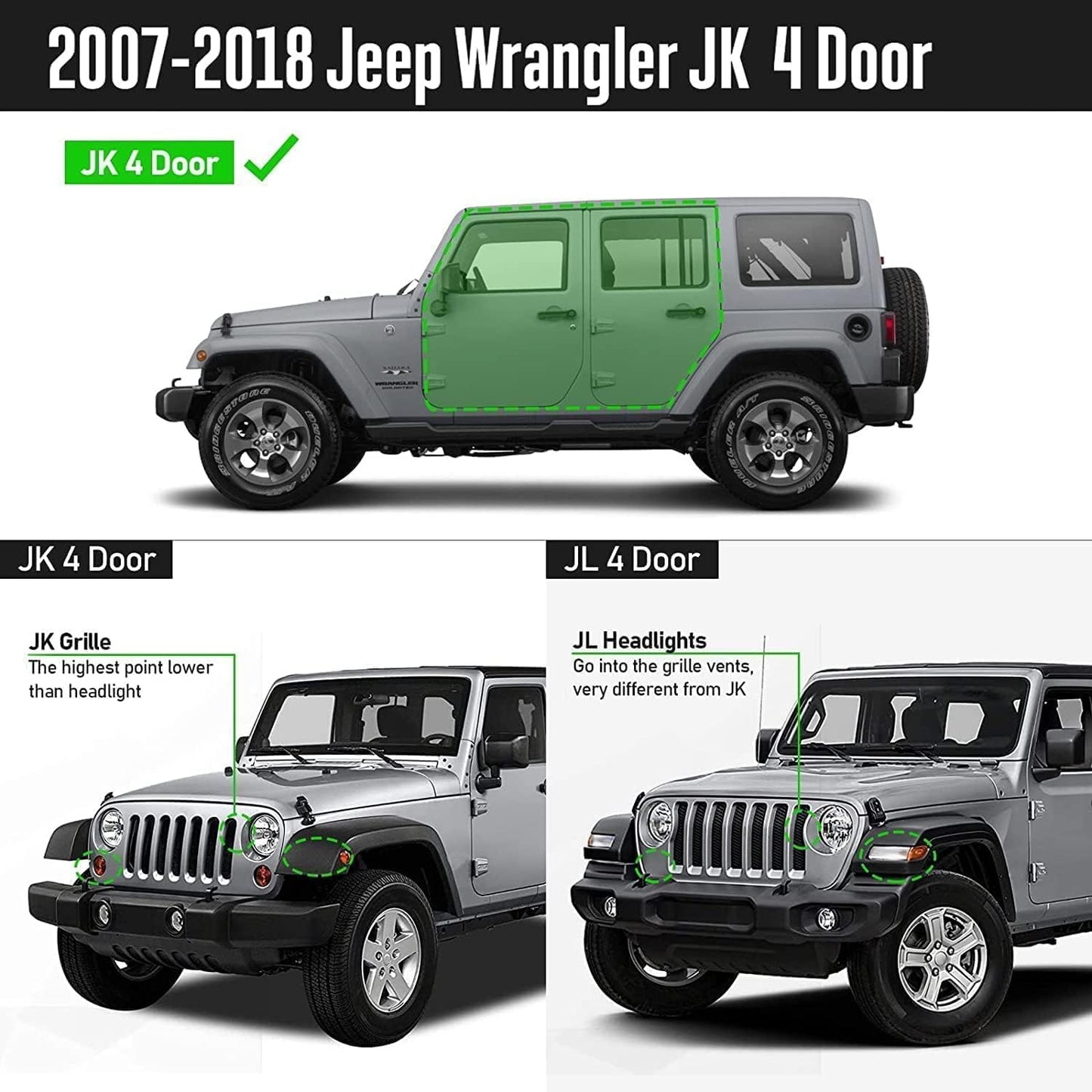 Runnign Boards Compatible With 2017-2018 Jeep Wrangler JK 4 Doors. Does Not Fit Wrangler JL.