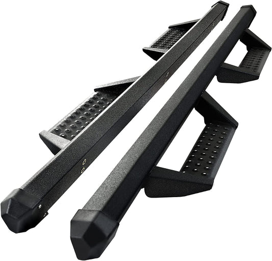 SMANOW Running Boards Compatible with 2019-2024 Chevy Silverado/GMC Sierra 1500 Double Cab & 2020-2024 Silverado/Sierra 2500HD 3500HD Double Cab, Square Tube Drop Down Style Step, Heavy Duty Carbon Steel.