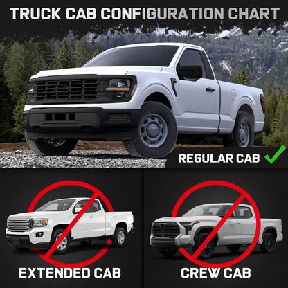 SMANOW Running Boards Compatible with 2015-2025 F150 Regular Cab 2 Single Door Models, 4 inches Carbon Steel Drop Down Side Steps, Matte Textured Black Style Nerf Bars