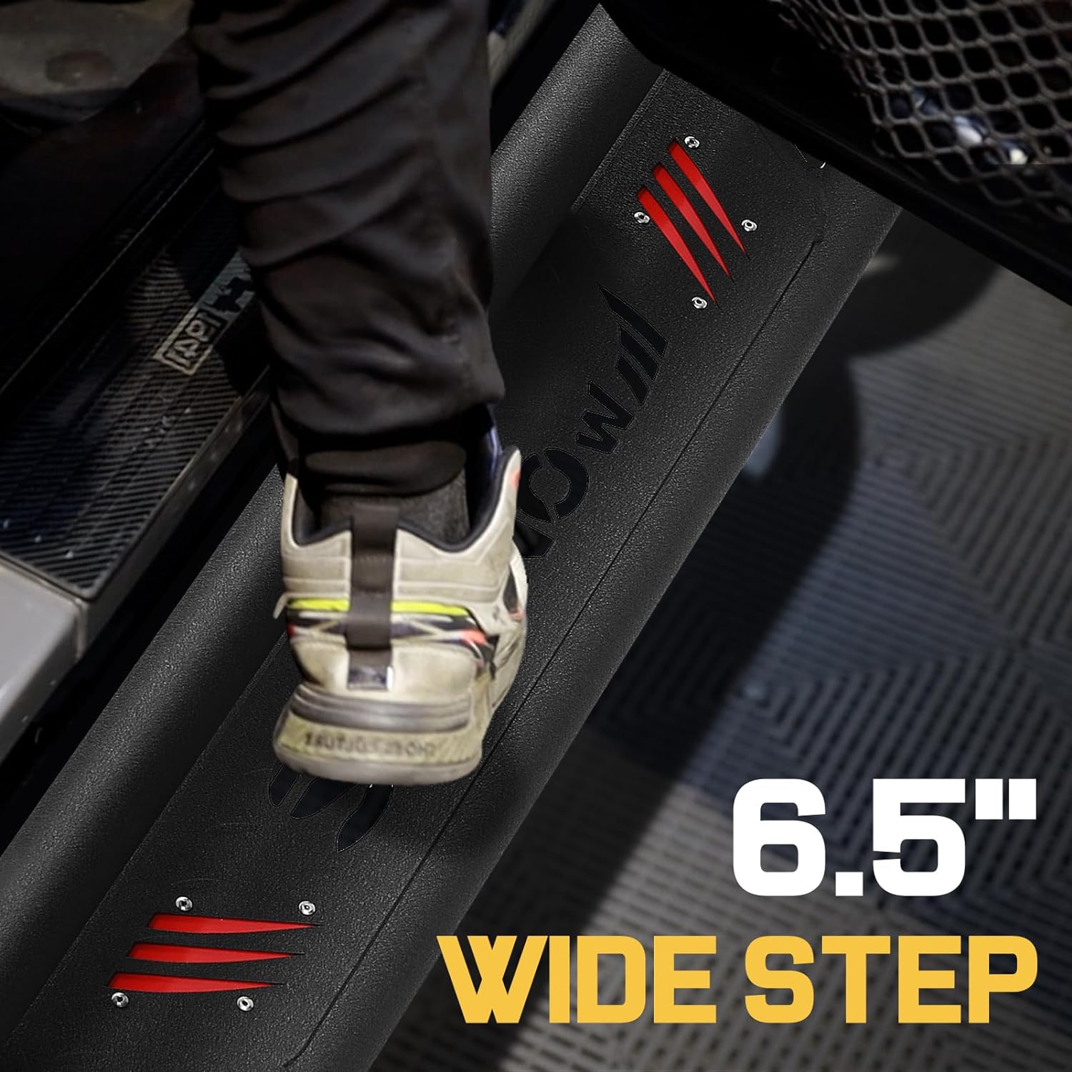 Wide step is 6.5 inches.