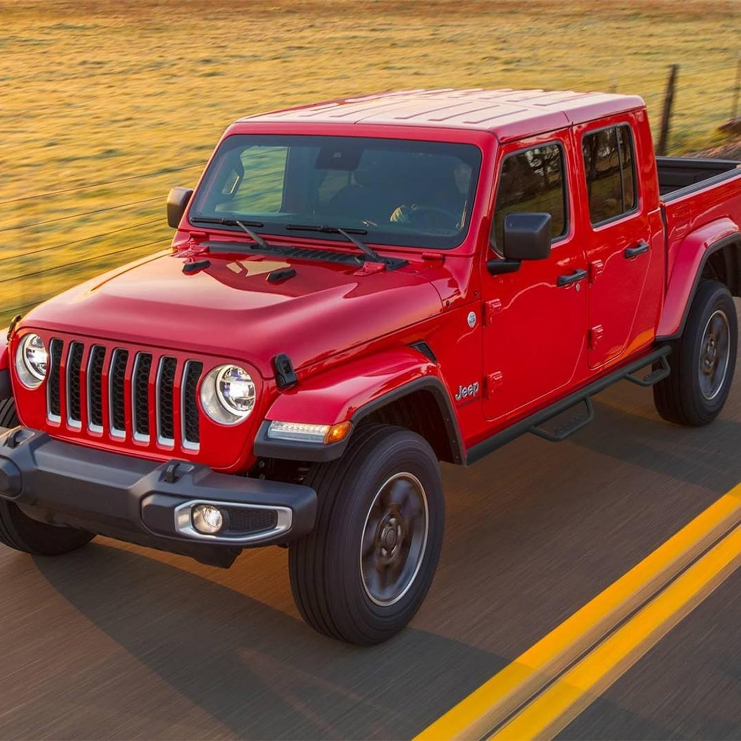 SMANOW Running Boards Compatible with 2020-2024 Jeep Gladiator Jt 4 Doors Superduty Crew Cab, Round Tube Drop Down Style Step, Heavy Duty Carbon Steel.