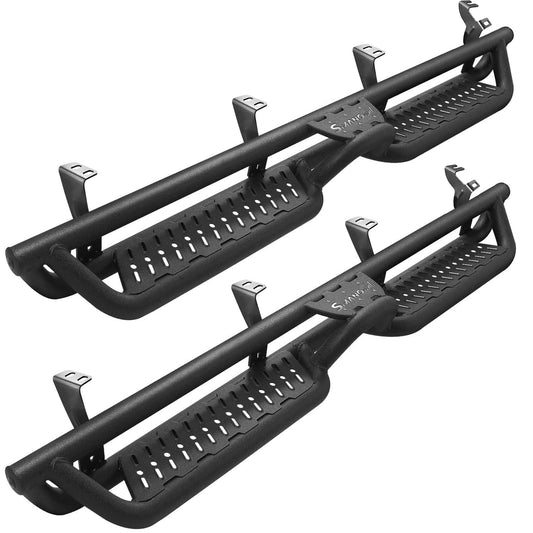 SMANOW Running Boards Compatible with 2022-2024 Toyota Tundra Crewmax Cab, A Two-stair Layout Steps Design, Honeycomb Holes, Small Center Step.