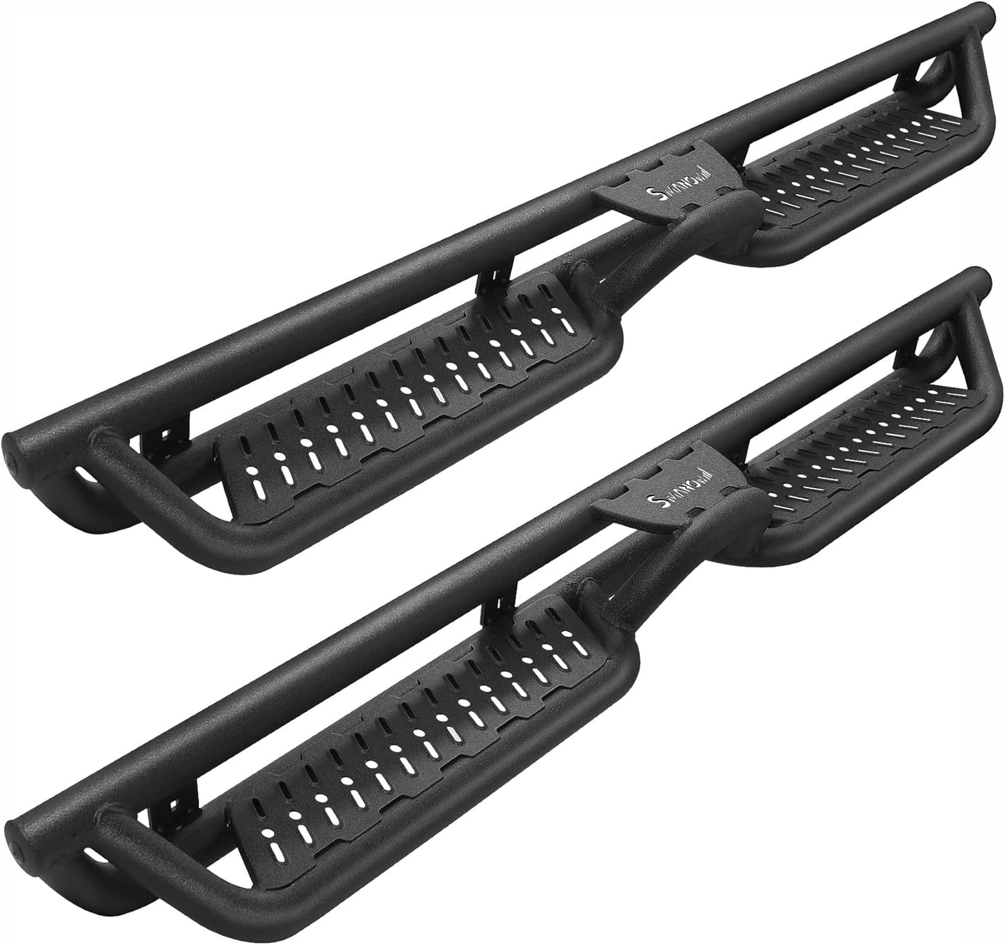 SMANOW Running Boards Compatible with 2019-2024 Chevy Silverado/GMC Sierra 1500 Crew Cab & 2020-2024 Silverado/Sierra 2500HD 3500HD Crew Cab, A Two-Stair Layout Steps Design, Honeycomb Holes, Small Center Step.