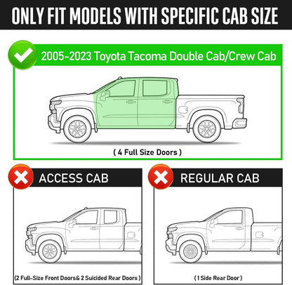 Running Boards for 2005-2023 Toyota Tacoma Double Cab(4 Full-size Doors). Does Not Fit Access Cab(2 Full-size Doors and 2 Half-size Doors).