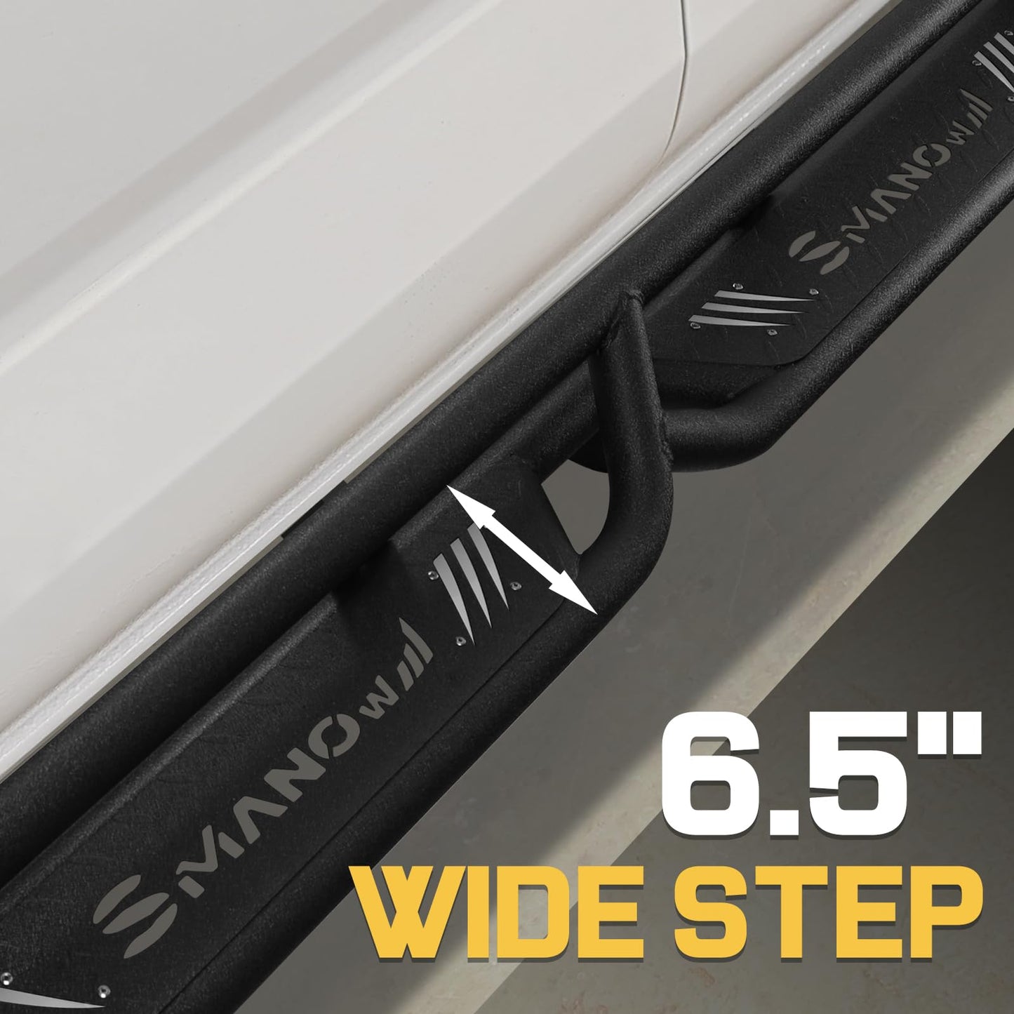 Wide step is 6.5 inches.