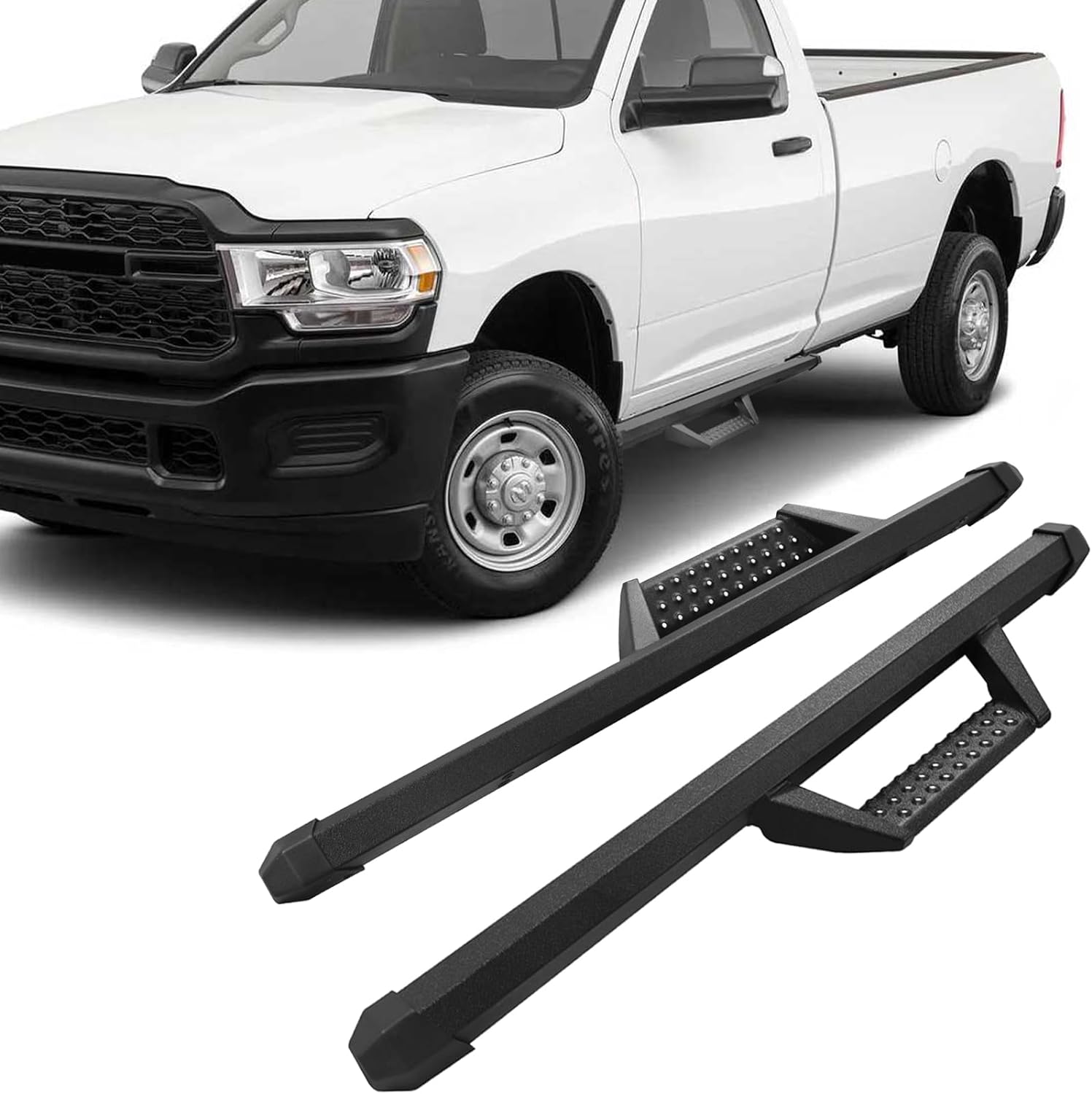 SMANOW Running Boards Compatible with 2019-2024 Chevy Silverado/GMC Sierra 1500, 2020-2024 2500 3500 HD Regular Cab, Square Tube Drop Down Style Step, Heavy Duty Carbon Steel.