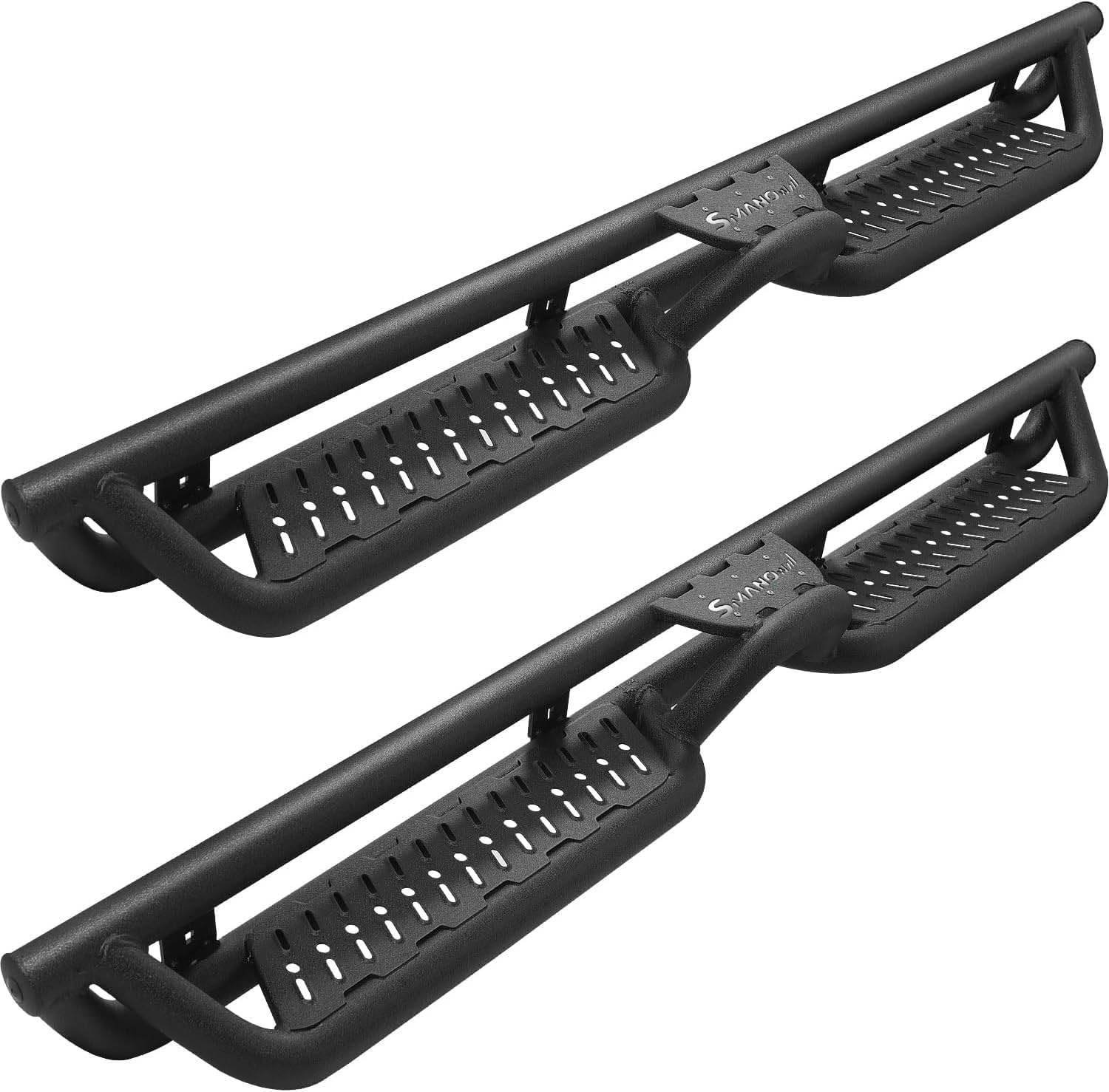 SMANOW Running Boards Compatible with 2019-2025 Dodge Ram 1500 Crew Cab New Body Style, A Two-Stair Layout Steps Design, Honeycomb Holes, Small Center Step.