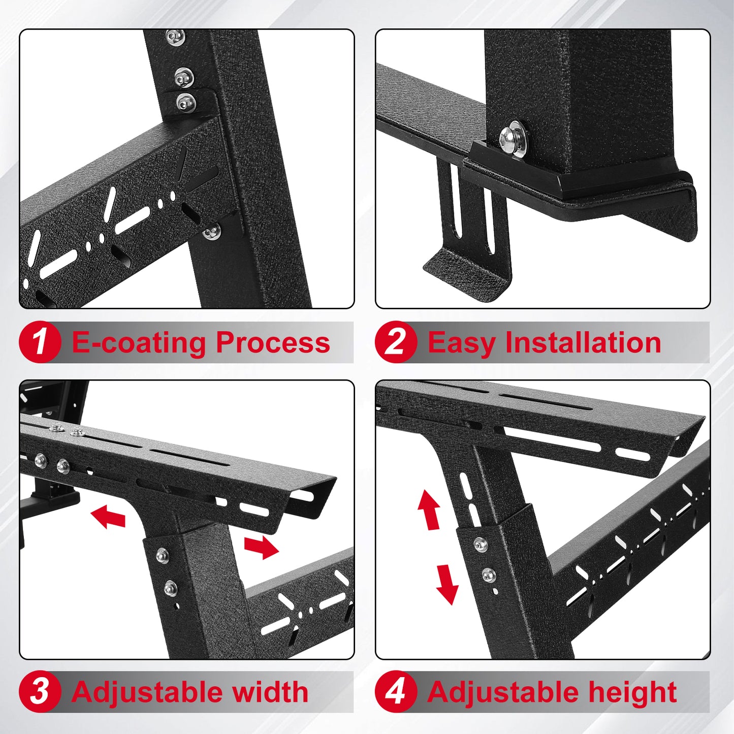 SMANOW Adjustable Truck Bed Rack for Most Truck, Overland Bed Rack Compatible with Ford/Tundra/Tacoma/Dodge/Chevy/Nissan, Ladder Rack for Without Tonneau Bed Cover.