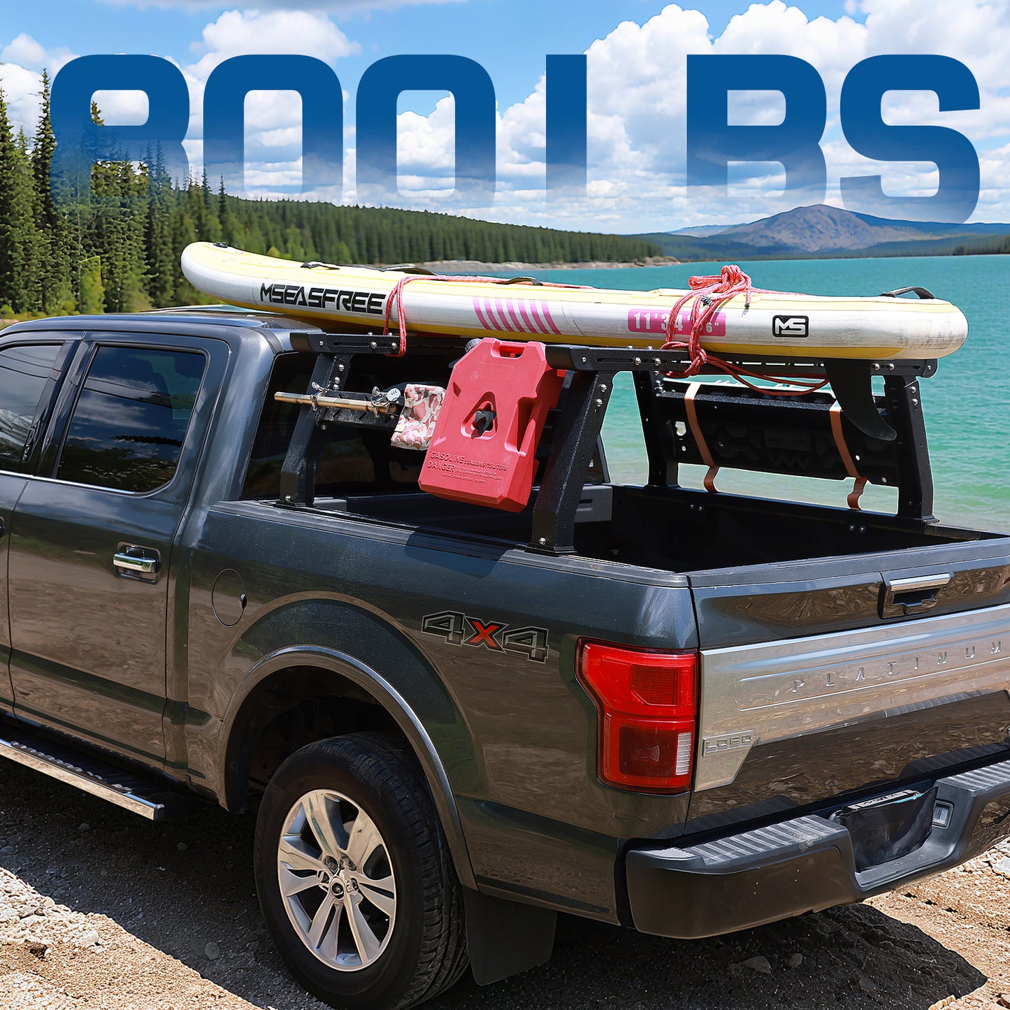 SMANOW Adjustable Truck Bed Rack for Most Truck, Overland Bed Rack Compatible with Ford/Tundra/Tacoma/Dodge/Chevy/Nissan, Ladder Rack for Without Tonneau Bed Cover.