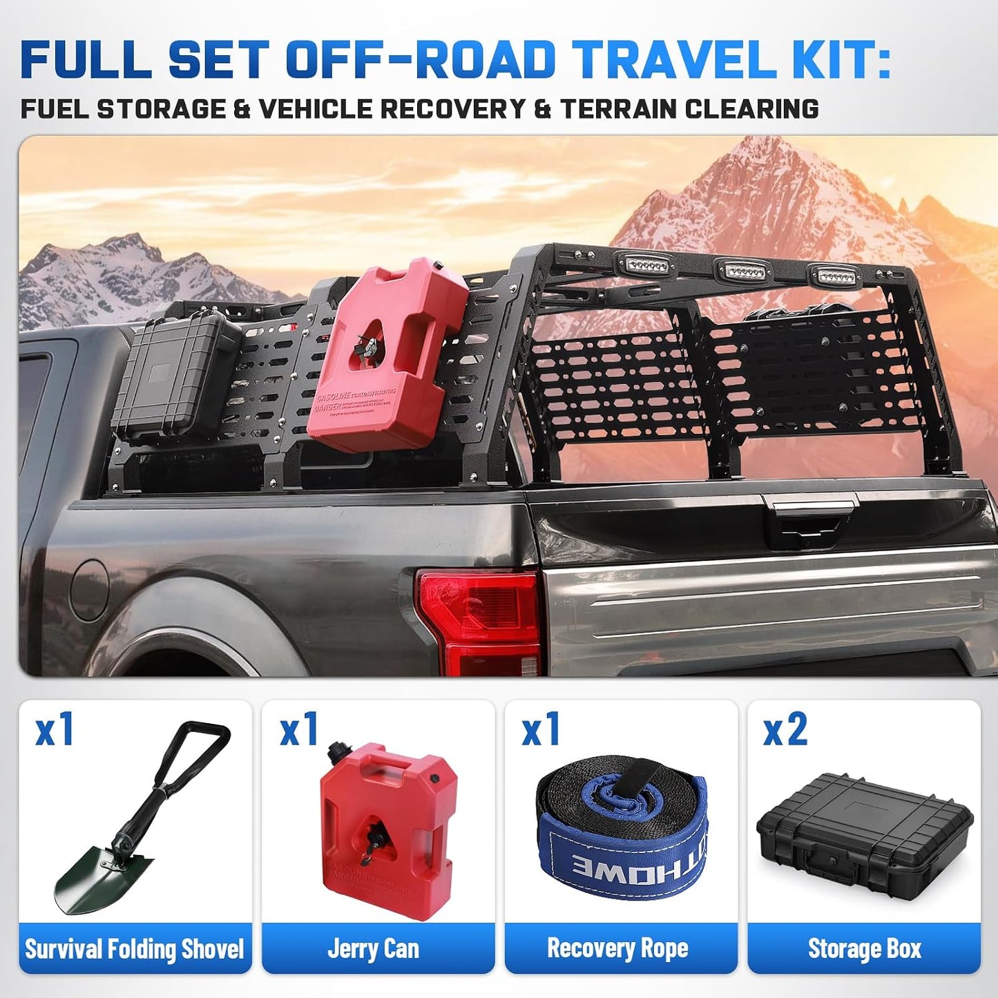 SMANOW Off-Road Travel Kit Only for Othowe Truck Bed Rack, Heavy-Duty & Durable