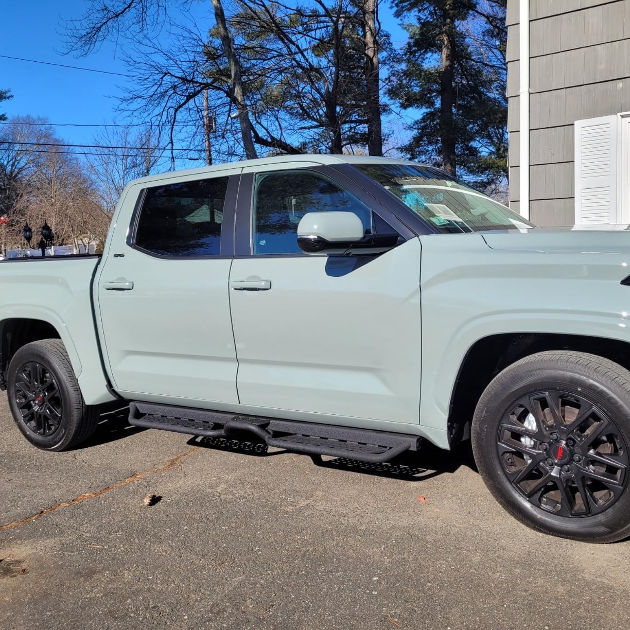 SMANOW Running Boards Compatible with 2022-2024 Toyota Tundra Crewmax Cab, Tubular Design, Honeycomb Holes, Small Center Step.