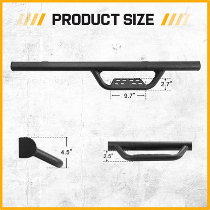 SMANOW Running Boards Compatible with 2015-2025 F150 Regular Cab 2 Single Door Models, 4 inches Carbon Steel Drop Down Side Steps, Matte Textured Black Style Nerf Bars