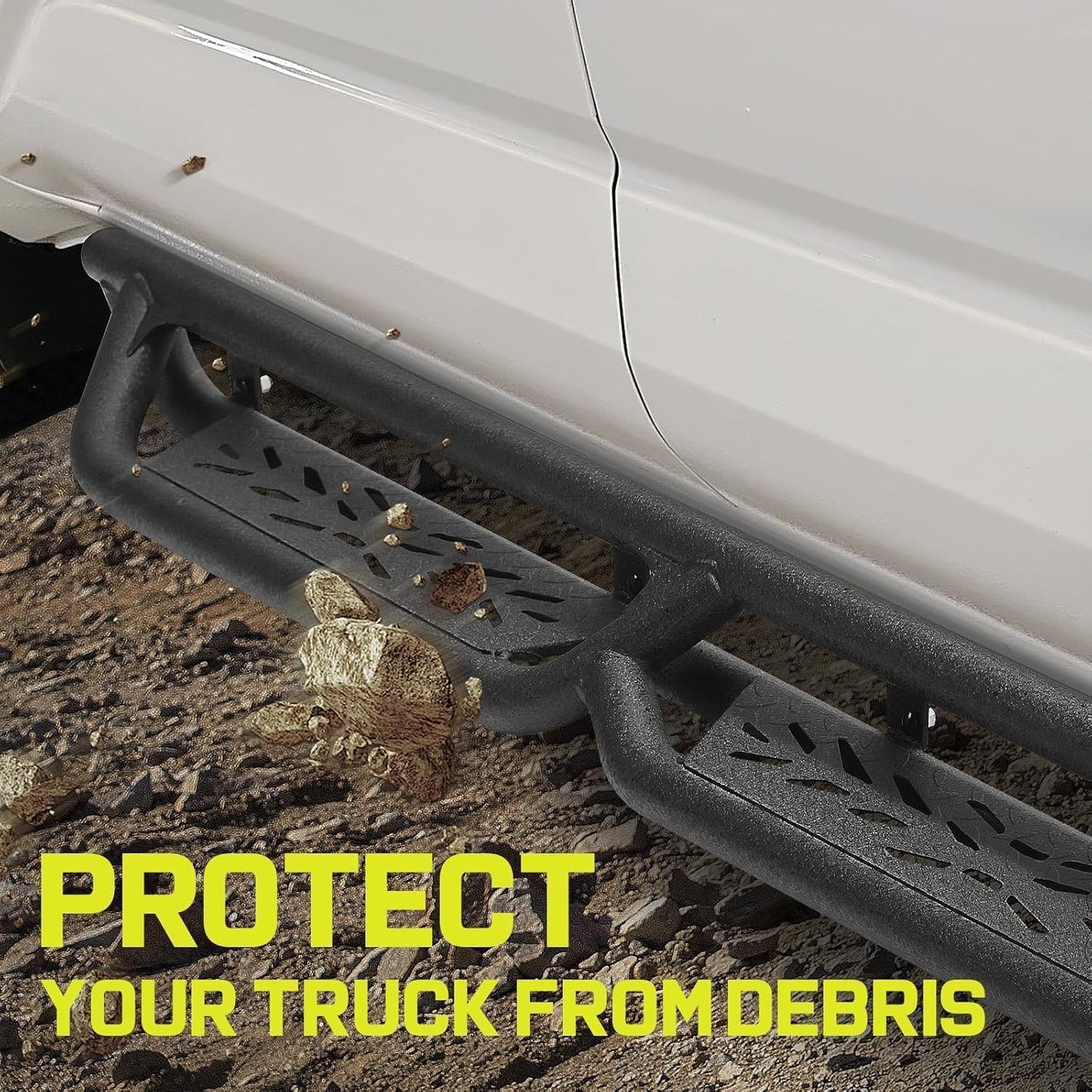 SMANOW Running Boards Compatible with 2005-2023 Toyota Tacoma Double Cab(4 Full-Size Doors), A Two-Stair Layout Steps Design, Bed Access Steps, Small Rear Step.