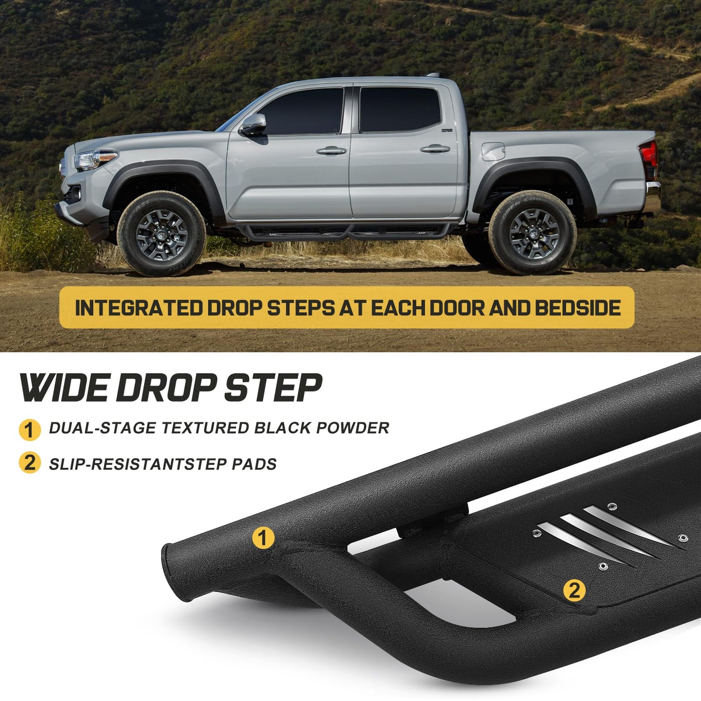 SMANOW Running Boards Compatible with 2019-2024 Chevy Silverado/GMC Sierra 1500 Crew Cab & 2020-2024 Silverado/Sierra 2500HD 3500HD Crew Cab, Wheel to Wheel, Specifically Designed for Silverado/Sierra.