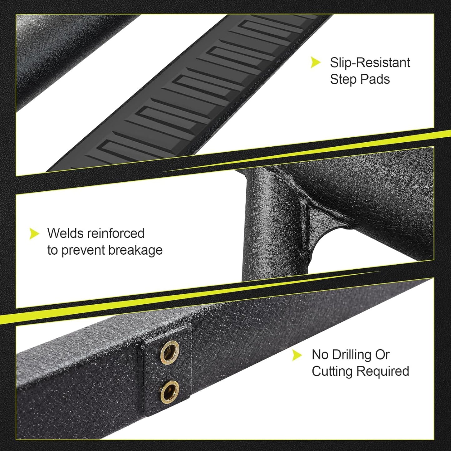 SMANOW Running Boards Compatible with 2015-2024 Chevy Colorado/GMC Canyon Extended Cab, Front Long Step, Round Tube Drop Down Style Step, Heavy Duty Carbon Steel.