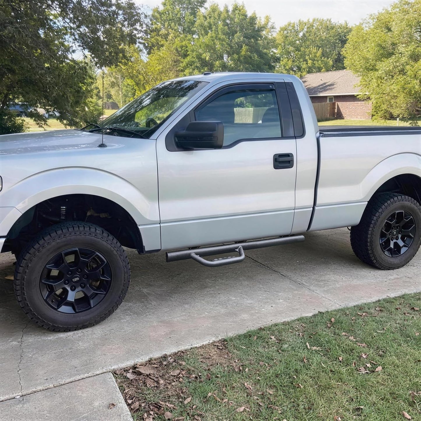 SMANOW Running Boards Compatible with 2015-2025 F150 Regular Cab 2 Single Door Models, 4 inches Carbon Steel Drop Down Side Steps, Matte Textured Black Style Nerf Bars